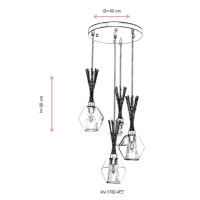 AVONNI AV-1782-4ET Eskitme Kaplama Modern Avize, E14, Metal, Cam, 40cm