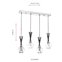 AVONNI AV-1782-4EY Eskitme Kaplama Modern Avize, E14, Metal, Cam, 70x13cm