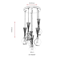 AVONNI AV-1782-6ET Eskitme Kaplama Modern Avize, E14, Metal, Cam, 50cm