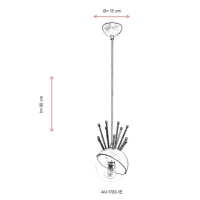 AVONNI AV-1783-1E Eskitme Kaplama Modern Avize, E27, Metal, Cam, 15cm