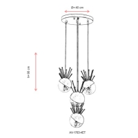 AVONNI AV-1783-4ET Eskitme Kaplama Modern Avize, E27, Metal, Cam, 40cm