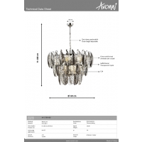 AVONNI AV-1788-K60 Krom Kaplama Klasik Avize, E27, Metal, Cam, 60cm