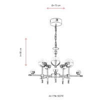 AVONNI AV-1794-10CPR Bakr/Siyah Boyal Modern Avize, LED, Metal, Cam, 75cm