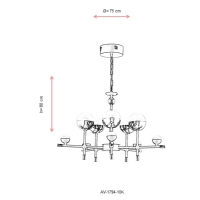 AVONNI AV-1794-10K Krom Kaplama Modern Avize, LED, Metal, Cam, 75cm