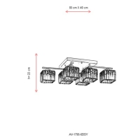 AVONNI AV-1795-6BSY Eskitme/Siyah Boyal Modern Avize, E27, Metal, Kristal, 80x40cm