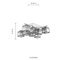 AVONNI AV-1795-8BSY Eskitme/Siyah Boyal Modern Avize, E27, Metal, Kristal, 80cm