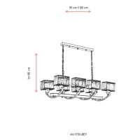 AVONNI AV-1795-8EY Eskitme Kaplama Modern Avize, E27, Metal, Kristal, 95x60cm