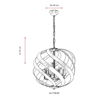 AVONNI AV-1798-6E Eskitme Kaplama Modern Avize, E27, Metal, 40cm