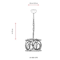 AVONNI AV-1805-1CPR Bakr/Siyah Boyal Modern Avize, E27, Metal, Cam, 22x22cm