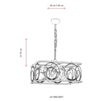 AVONNI AV-1805-4BSY Eskitme/Siyah Boyal Modern Avize, E27, Metal, Cam, 40x40cm