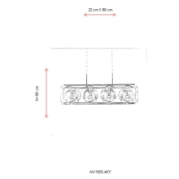 AVONNI AV-1805-4KY Krom Kaplama Modern Avize, E27, Metal, Cam, 22x80cm