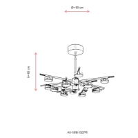 AVONNI AV-1816-12CPR Bakr/Siyah Boyal Modern Avize, LED, Metal, Pleksi, 60cm