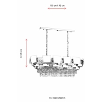 AVONNI AV-1822-S100X45 Sar Kaplama Klasik Avize E27 Metal Kristal 100x45cm