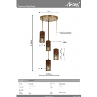 AVONNI AV-1830-4ET Eskitme Kaplama Modern Avize E27 Metal Ahap 35cm