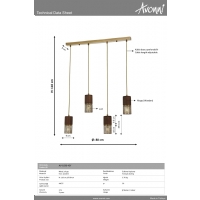 AVONNI AV-1830-4EY Eskitme Kaplama Modern Avize E27 Metal Ahap 80x9cm