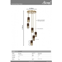 AVONNI AV-1830-6ET Eskitme Kaplama Modern Avize E27 Metal Ahap 40cm