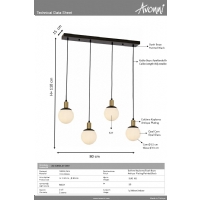 AVONNI AV-1838-4Y-BSY Siyah Boyal Modern Avize E27 Metal Cam 80x15cm