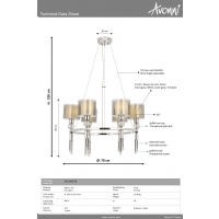 AVONNI AV-1843-6K Krom Kaplama Modern Avize E27 Metal Cam 70cm