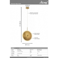 AVONNI AV-1846-1B-E Eskitme Kaplama Modern Avize LED Metal Pleksi 31cm