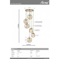 AVONNI AV-1850-6ET Eskitme Kaplama Modern Avize E14 Metal Cam 40cm