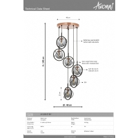 AVONNI AV-1850-6T-BSY Siyah Boyal Modern Avize E14 Metal Cam 40cm