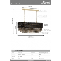 AVONNI AV-1865-120X40BSY Siyah Boyal Klasik Avize E27 Metal Cam 120x40cm