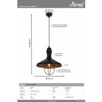 AVONNI AV-4106-M25-BSY Siyah Boyal Modern Avize E27 Metal 33cm