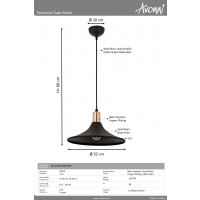 AVONNI AV-4106-M28-BSY Siyah Boyal Modern Avize E27 Metal 30cm