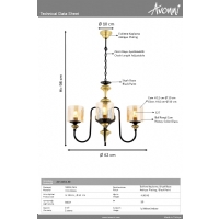 AVONNI AV-4161-3E Eskitme Kaplama Modern Avize E27 Metal Cam 62cm