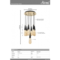 AVONNI AV-4236-7ET Eskitme Kaplama Modern Avize, E14, Metal, Cam, 40cm