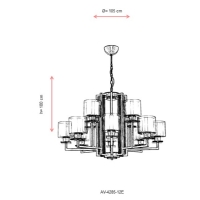 AVONNI AV-4285-12E Eskitme Kaplama Modern Avize, E27, Metal, Cam, 105cm