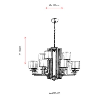 AVONNI AV-4285-12S Sar Kaplama Modern Avize, E27, Metal, Cam, 105cm