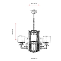 AVONNI AV-4285-5E Eskitme Kaplama Modern Avize, E27, Metal, Cam, 70cm