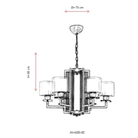 AVONNI AV-4285-6E Eskitme Kaplama Modern Avize, E27, Metal, Cam, 70cm