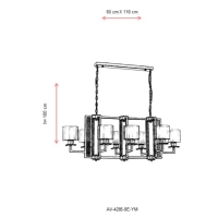 AVONNI AV-4285-8E-YM Eskitme Kaplama Modern Avize, E27, Metal, Cam, 110x60cm