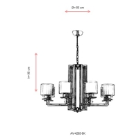 AVONNI AV-4285-8K Krom Kaplama Modern Avize, E27, Metal, Cam, 80cm