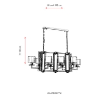 AVONNI AV-4285-8K-YM Krom Kaplama Modern Avize, E27, Metal, Cam, 110x60cm