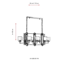 AVONNI AV-4285-8S-YM Sar Kaplama Modern Avize, E27, Metal, Cam, 110x60cm