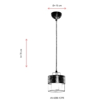 AVONNI AV-4288-1CPR Bakr Patina Boyal Modern Avize, E27, Metal, Cam, 15cm