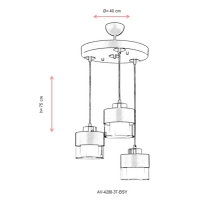 AVONNI AV-4288-3T-BSY Siyah Boyal Modern Avize, E27, Metal, Cam, 40cm