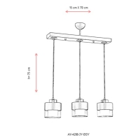 AVONNI AV-4288-3Y-BSY Siyah Boyal Modern Avize, E27, Metal, Cam, 70x15cm