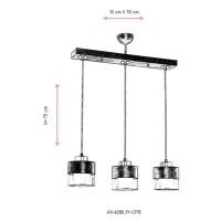 AVONNI AV-4288-3Y-CPR Bakr Patina Boyal Modern Avize, E27, Metal, Cam, 70x15cm