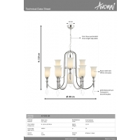 AVONNI AV-4296-10K Krom Kaplama Modern Avize E14 Metal Cam 90cm