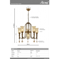 AVONNI AV-4296-6E Eskitme Kaplama Modern Avize E14 Metal Cam 60cm