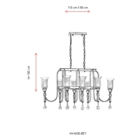 AVONNI AV-4296-8EY Eskitme Kaplama Modern Avize E14 Metal Cam 110x60cm
