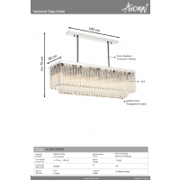 AVONNI AV-4302-K30X100 Krom Kaplama Klasik Avize E14 Metal Kristal 100x30cm