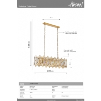 AVONNI AV-4307-E30X90 Eskitme Kaplama Klasik Avize E14 Metal Kristal 90x30cm