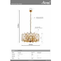 AVONNI AV-4307-S50 Sar Kaplama Klasik Avize E14 Metal Kristal 50cm