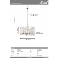 AVONNI AV-4307-K50 Krom Kaplama Klasik Avize E14 Metal Kristal 50cm