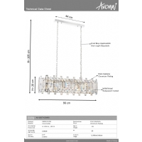 AVONNI AV-4307-K30X90  Krom Kaplama Klasik Avize E14 Metal Kristal 90x30cm